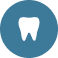 A white tooth icon centered in a dark teal circle, symbolizing dental care or dentistry