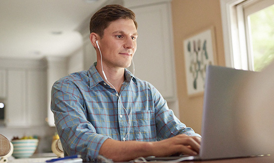 Young man using laptop